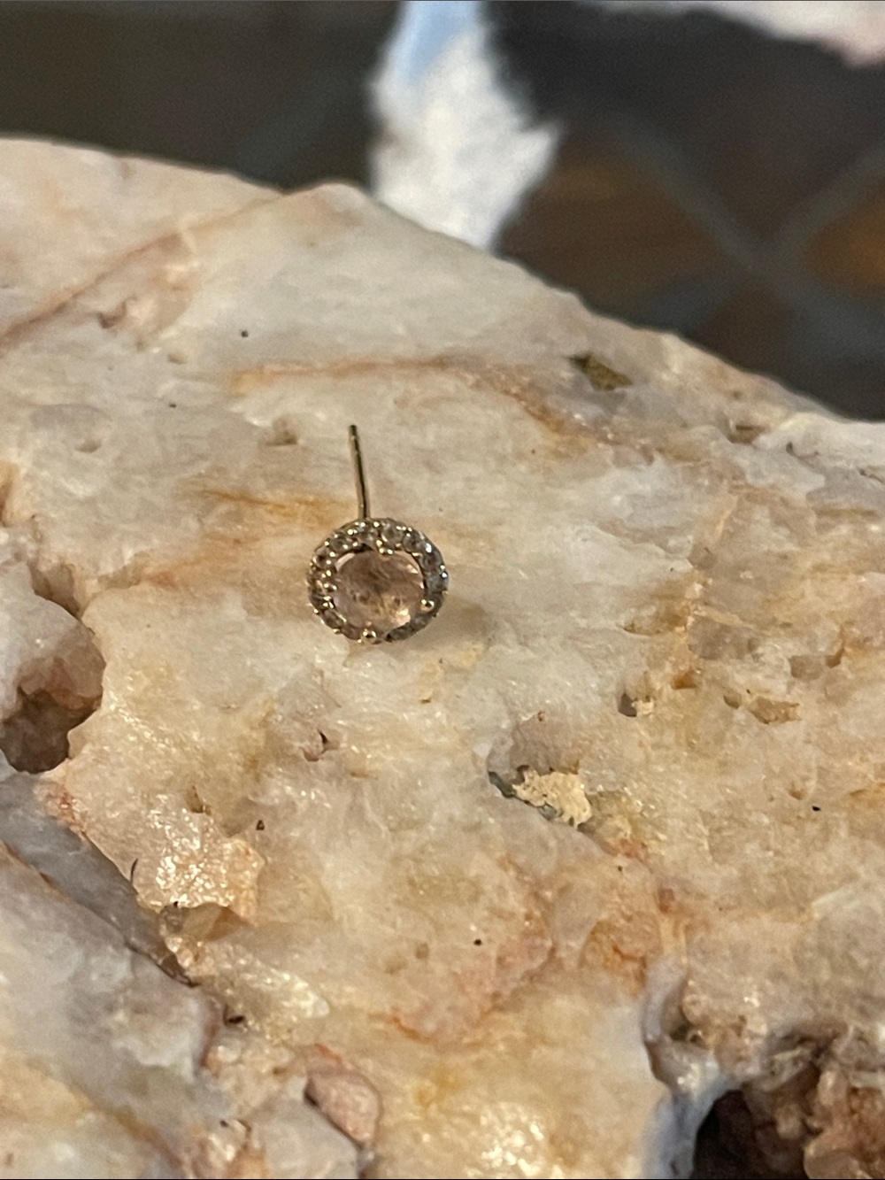 585/ 14k Delicate Gold-Tone Crystal Halo Stud Earring - Single